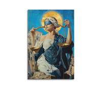 Blind Justice Wall Art - Impression dramatique - Poster mythologique - Impression sur toile puissante - Décoration murale moderne à suspendre - 60 x 90 cm