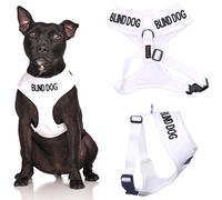 Blindd Dog (Dog Has Limited/No Sight) Harnais pour chien avec code couleur blanc anti-traction avant et arrière avec anneau en D rembourré et imperméable pour prévenir les accidents en avertissant les