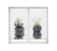 Blindecor Duo Relax Lot de 2 Stores enrouleurs Opaques en Tissu Easy Fix Impression numérique Modèle orchidée 85 x 150 cm Dimensions du Tissu 82 x 145 cm