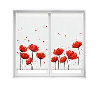 Blindecor Duo Relax Lot de 2 Stores enrouleurs translucides en Tissu Easy Fix Impression numérique Motif Coquelicot 85 x 150 cm Dimensions du Tissu 82 x 145 cm