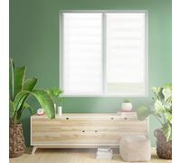 Blindecor Indus Store jour nuit sans percage | Couleur Blanc 45 x 150 cm (L x H) | Taille du tissu 42 x 145 cm | Store enroleur fixation avec ou sans perçage