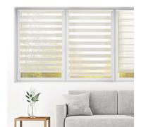 Blindecor Indus Store jour nuit sans percage | Couleur Lin 130 x 130 cm (L x H) | Taille du tissu 127 x 125 cm | Store enroleur fixation avec ou sans perçage