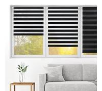 Blindecor Indus Store jour nuit sans percage | Couleur Noir 52 x 180 cm (L x H) | Taille du tissu 49 x 175 cm | Store enroleur fixation avec ou sans perçage