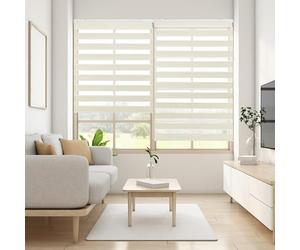 Blindecor Lira Store Enrouleur Jour Nuit Double, Lin, Zèbre 170 x 180 cm (Largeur x Hauteur) | Taille du Tissu 167 x 175 cm. Stores Élégants