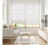 Blindecor Lira Store enrouleur jour nuit tissu double, couleur Blanc cassé, store zèbre 160 x 250 cm (largeur x hauteur) | Taille du tissu 157 x 245 cm. Stores tissu double élégants