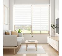 Blindecor Lira Store enrouleur jour nuit tissu double, couleur Blanc, store zèbre 130 x 180 cm (largeur x hauteur) | Taille du tissu 127 x 175 cm. Stores tissu double élégants