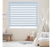 Blindecor Lira Store enrouleur jour nuit tissu double, couleur Bleu clair, store zèbre 120 x 180 cm (largeur x hauteur) | Taille du tissu 117 x 175 cm. Stores tissu double élégants