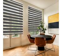 Blindecor Lira Store enrouleur jour nuit tissu double, couleur Gris anthracite, store zèbre 180 x 180 cm (largeur x hauteur) | Taille du tissu 177 x 175 cm. Stores tissu double élégants