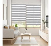 Blindecor Lira Store enrouleur jour nuit tissu double, couleur Gris argent, store zèbre 160 x 250 cm (largeur x hauteur) | Taille du tissu 157 x 245 cm. Stores tissu double élégants
