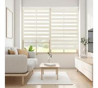 Blindecor Lira Store enrouleur jour nuit tissu double, couleur Lin, store zèbre 140 x 250 cm (largeur x hauteur) | Taille du tissu 137 x 245 cm. Stores tissu double élégants