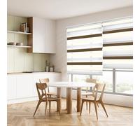 Blindecor Lira Store enrouleur jour nuit tissu double, tricolore Marron, Crème, Blanc, 140 x 180 cm (largeur x hauteur) | Taille du tissu 137 x 175 cm. Stores tissu double élégants