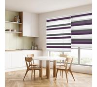 Blindecor Lira Store Enrouleur Jour Nuit Tissu Double, Tricolore Marron, Violette, Blanc, 160 x 180 cm (Largeur x Hauteur) | Taille du Tissu 157 x 175 cm. Stores Tissu Double élégants