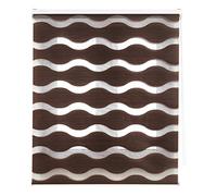 Blindecor Store Lira Ondes, Store Enrouleur Double Tissage, Jour/Nuit, Marron, 140 x 180 cm (Largeur x Hauteur)