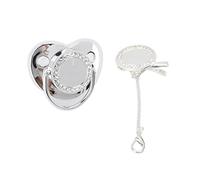 Bling Baby Sucette, Bling Sucette et Attache-tétine Ensemble Silicone Souple Sûr Sucette pour Bébé DIY Photo Décoration Idéal pour Nouveau-né (Argent M)