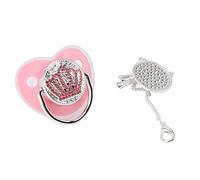 Bling Bébé Sucette Bébé Jouet De Dentition Couronne Ultra Doux Silicone Infantile Sucette Sucette Taille M(Rose) Alimentation en Poudre