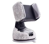 Bling Bling Support Telephone Voiture, 2en1 Glitter Diamant Porte Téléphone Voiture Portable Support Ventouse Support Smartphone Voiture Tableau de Bord et Pare-Brise pour iPhone 8 Plus Galaxy S8