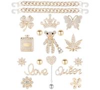 Bling Chain Charms for Clog Shoes Decoration, Rhinestone Diamond Trend Designer Luxury Cute Jewelry Shoe Accessories for Women Girl Gifts(RoseGold)