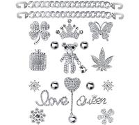 Bling Chain Charms for Clog Shoes Decoration, Rhinestone Diamond Trend Designer Luxury Cute Jewelry Shoe Accessories for Women Girl Gifts(silver)