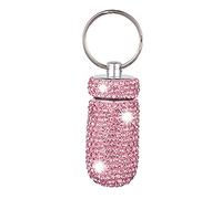 Bling Cristal Strass Porte-clés Charme Pendentif, Portable Mini Porte-clés Pilulier, Pilulier Porte-clés Capsule Étanche Pilulier, Mini-bouteille Imperméable,Petite Pilulier pour Voyager, Pilulier
