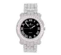 Bling-ed Out Ultimate Hip Hop Royalty Montre pour homme avec chiffres romains ou indicateurs de temps en diamant Cadran coloré - L0504 mens L0504RN Silver Black Panther