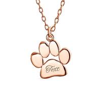 Bling Jewelry Alphabet A-Z Collier Avec Empreinte Patte Pour Chien, Chat, Chaton Et Chien De Compagnie Collier Animal Pour Femmes Ados Plaqué Or Rose .925 Argent Sterling Personnalisé Gravé