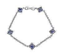 Bling Jewelry Amulette De Protection Spirituelle De La Marine Turque Avec Un Œil Maléfique Bleu Bracelet Charm Lien En Argent Sterling .925 Pour Femmes Et Adolescentes De 7,5 Pouces