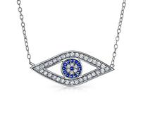 Bling Jewelry Amulette De Protection Spirituelle En Cz Pavé Bleu Turc, Pendentif Œil Maléfique Ouvert, Collier Pour Femmes Ados En Argent Sterling 925