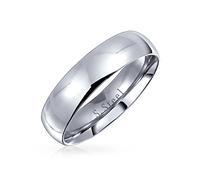 Bling Jewelry Anneau Couple Simple Dôme Bague de Mariage pour Femmes et Hommes Ton Argent Poli Acier Inoxydable 5MM
