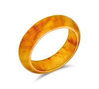 Bling Jewelry Anneau de bande empilable en jade jaune doré foncé teinté, simple, solide, avec pierre précieuse, pour femmes et adolescentes, pierre de naissance d'août.