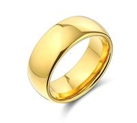 Bling Jewelry Bague De Mariage Simple En Titane Plaqué Or Jaune 14K Pour Hommes Pour Femmes Comfort Fit 8Mm