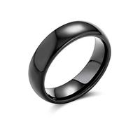 Bling Jewelry Anneau de mariage en titane noir simple et sobre pour couples, pour hommes et femmes, ajustement confortable 6MM