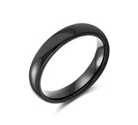 Bling Jewelry Anneau de mariage en titane noir simple et sobre pour couples, pour hommes et femmes, ajustement confortable 4MM