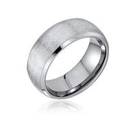 Bling Jewelry Anneaux de mariage en titane pour couples avec symbole de poisson religieux, croix catholique, pour hommes et femmes, ton argent mat 8MM