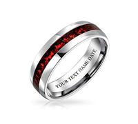 Bling Jewelry Bague De Bande D'Éternité En Cristal De Mois De Pierre De Naissance De Juillet En Acier Inoxydable Gravé Sur Mesure