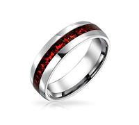 Bling Jewelry Bague De Bande D'Éternité En Cristal Rouge Pour Les Hommes Et Les Femmes Nés En Janvier En Acier Inoxydable Ton Argent