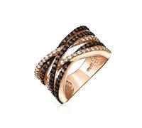 Bling Jewelry Bague de déclaration à bandes croisées deux tons marron café pavé AAA CZ pour femmes en laiton plaqué or rose