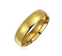 Bling Jewelry Bague de mariage confort dôme pour couples pour hommes pour femmes en acier inoxydable plaqué or 14K 5MM