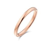 Bling Jewelry Bague de mariage en titane pour couples, dôme mince minimaliste, plaqué or rose poli, pour hommes et femmes, ajustement confortable 2MM