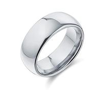 Bling Jewelry Bague de mariage en titane pour couples, simple et large, pour hommes et femmes, ton argent poli, ajustement confortable 8MM