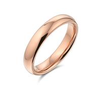 Bling Jewelry Bague de mariage en titane pour couples, simple, fine, dôme, plaquée or rose, pour hommes et femmes, ajustement confortable 4MM