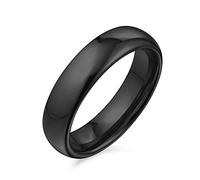 Bling Jewelry Bague de mariage en titane simple et sobre pour couples, dôme poli, pour hommes et femmes, ajustement confortable, ton noir, 5MM