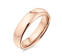 Bling Jewelry Bague de mariage en titane simple et sobre pour couples, dôme poli, pour hommes et femmes, ajustement confortable, ton or rose, 5MM
