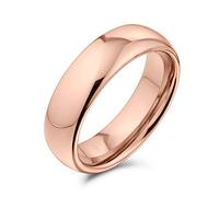 Bling Jewelry Bague de mariage en titane simple et sobre pour couples, plaquée or rose, pour hommes et femmes, ajustement confortable 6MM
