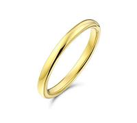 Bling Jewelry Bague de mariage en titane simple minimaliste empilable fine pour couples, dôme poli plaqué or 14K pour hommes et femmes 2MM