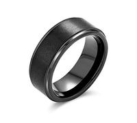 Bling Jewelry Bague De Mariage Simple Noire Mat Pour Couples En Titane Pour Hommes Pour Femmes Bord Biseauté Ajustement Confort 8Mm