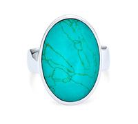 Bling Jewelry Bague De Style Boho Du Sud-Ouest Avec Un Large Dôme Et Un Cabochon Ovale Serti D'Une Turquoise Bleue Bague De Style Western Pour Femme En Argent 925 Personnalisable
