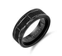 Bling Jewelry Bague Large Bande de Roue de Voiture de Mécanicien Personnalisée pour Hommes pour Motards en Titane Noir Mat 8MM Gravée sur Mesure