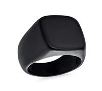 Bling Jewelry Bague Sceau Carrée Noire Personnalisée Pour Hommes Avec Monogramme Initiale En Acier Inoxydable Finition Mate Polie Pour Hommes Et Adolescents Personnalisable