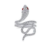 Bling Jewelry Bague Serpent Spirale Mode Déclaration Pour Femmes Œil Rouge Zircon Cubique Pavé CZ Laiton Plaqué Argent