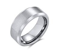 Bling Jewelry Baguede Mariage En Titane Brossé Mat Pour Couples, Large Bord Poli Et Biseauté, Ton Argent, Pour Hommes, Taille Confortable 8Mm